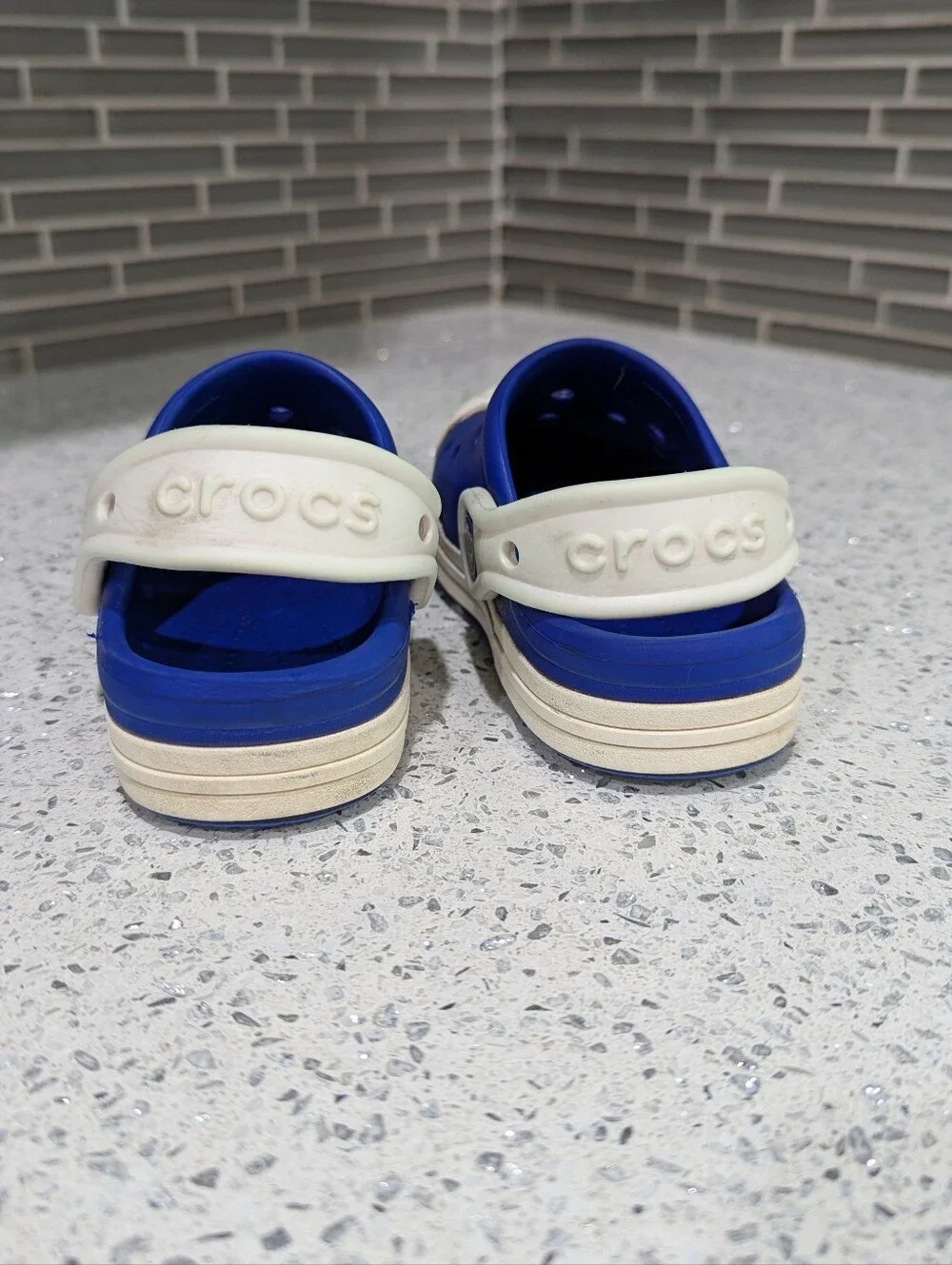 Crocs Kids Bump It Clog Blue White Water Summer Slip On Boy Girl Toddler Size 8c